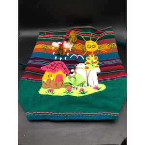 Sac à dos artisanal cartable péruvien tissé à la main bohème hippie adulte enfants