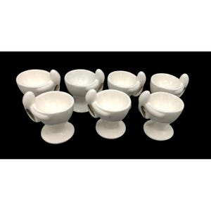 Ceramic Bunny Egg Cups - Set of 7 - Whimsical Tableware Display