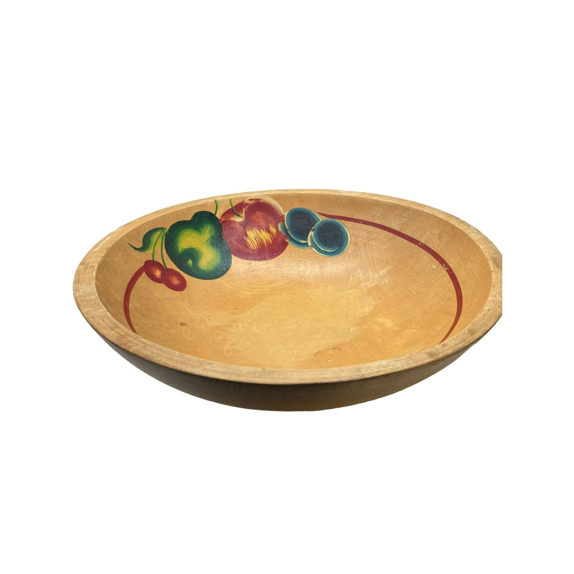 VTG Wooden Painted Footed Salad Serving Bowl 4 Individual Bowls  display picture 1