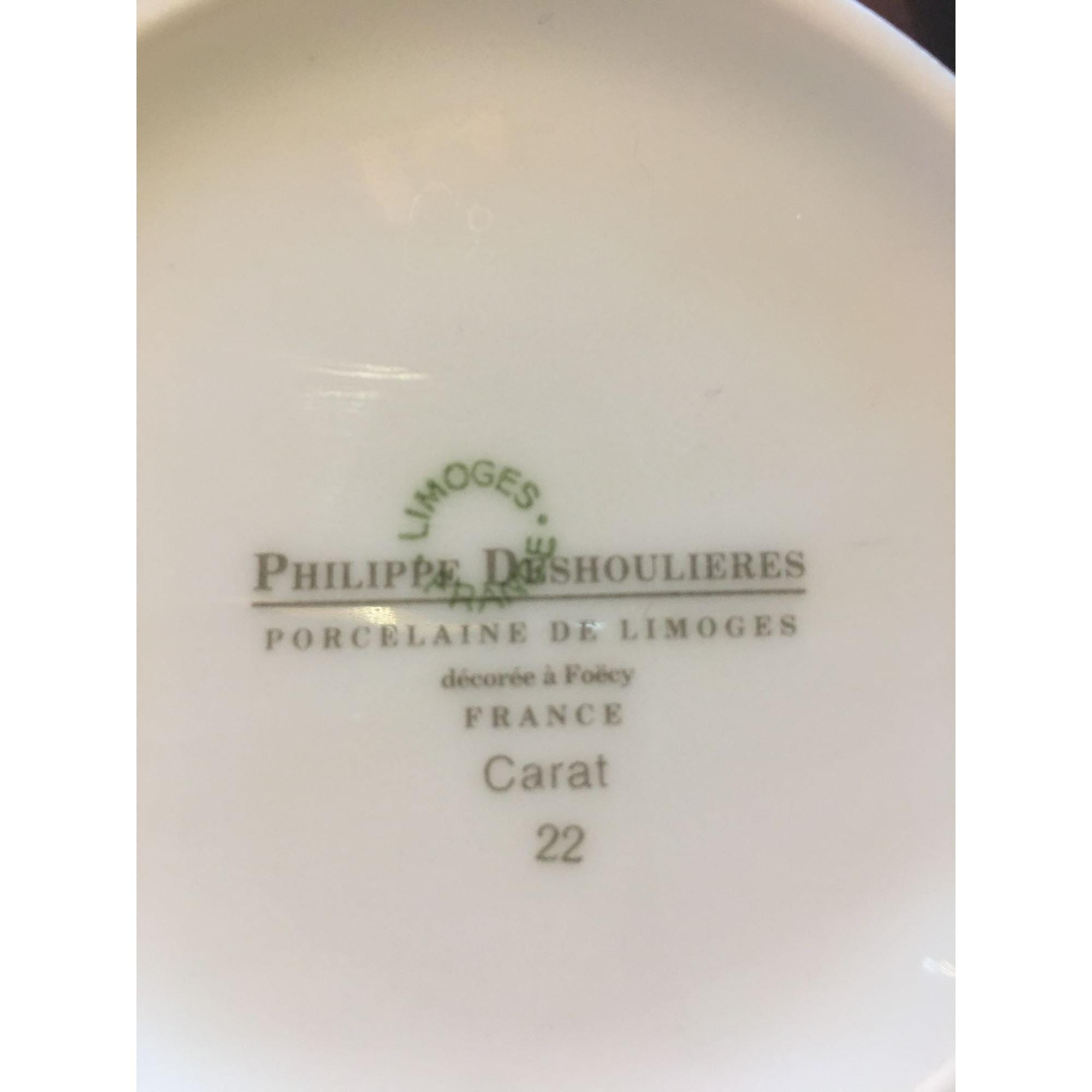 Gold PHILIPPE DESHOULIERES Flat Cup & Saucer Set Porcelaine De