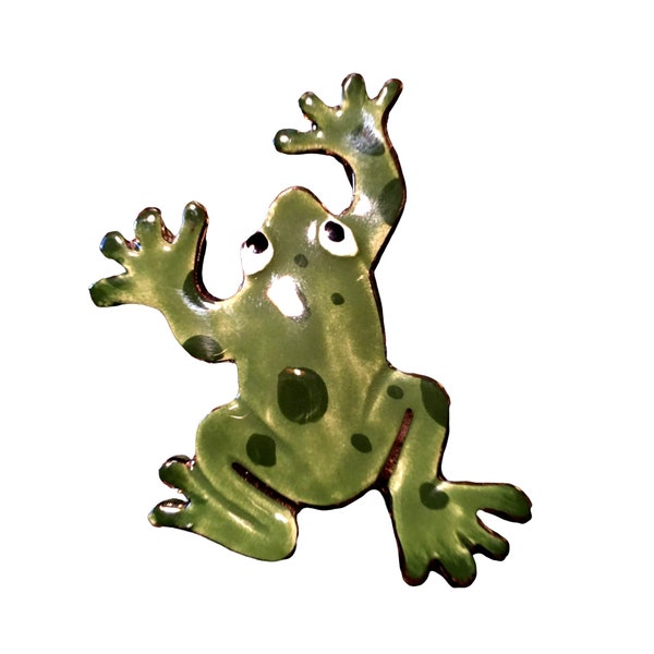 Large Ceramic Hand-Painted, Handmade FROG Brooch / PIN