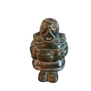 Inuit 1st Nation Carving &quot;Singing Man&quot; Signed JAMES  3 in tall