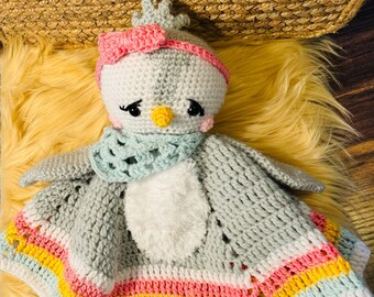 Couverture Lovey pingouin au crochet fait main Boho, Lovey pingouin, couverture pingouin, peluche, pingouin au crochet, cadeau de baby shower, pingouin Amigurumi