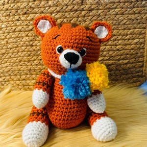 Boho Handmade Crochet Tiger Stuffed Animal Toy, Tiger Amigurumi, Crochet Stuffed Animal Tiger, Tiger Baby Shower Gift, Tiger, Crochet Tiger