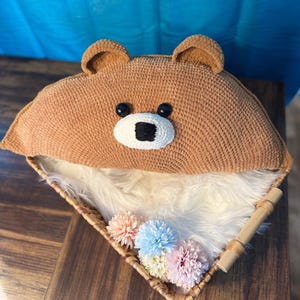 Bear Pillow, Handmade crochet Brown Bear Pillow, Amigurumi Crochet Bear, Stuffed Bear Pillow, Child's Pillow