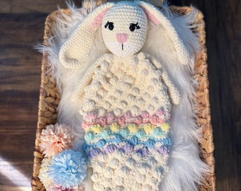 Bunny Lovey Blanket for Baby, Crochet Bunny Rabbit Lovey, Crocheted Baby Lovey, Bunny Rabbit Lovie, Bunny Blankie, Crochet Bunny Toy