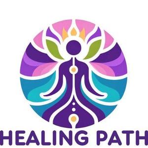 May include: A colorful logo with a stylized person in a lotus pose, surrounded by a circle of pink, purple, blue, and green. The text "HEALING PATH" is below the circle.
