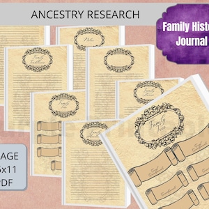 family history journal, family tree, family notebook, genealogy, ancestry gift, printable digital download