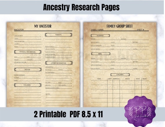 Family History Pages Genealogy Sheets Worksheets - Etsy