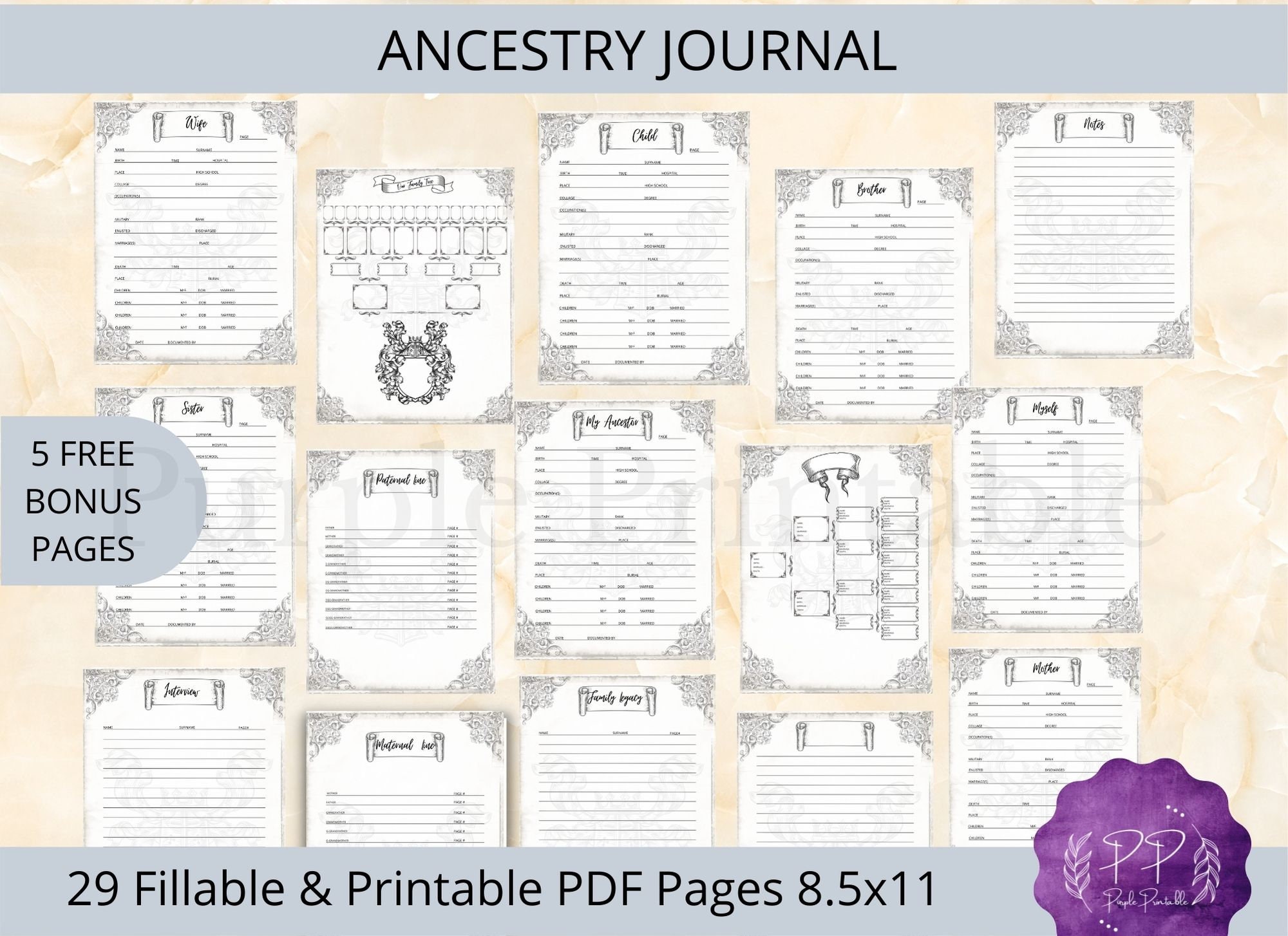 Family Tree Genealogy Logbook: Family Tree Chart Notebook