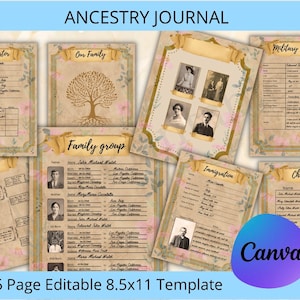 Family History/Ancestry Book Template/Family Tree customizable genealogy book/canva template