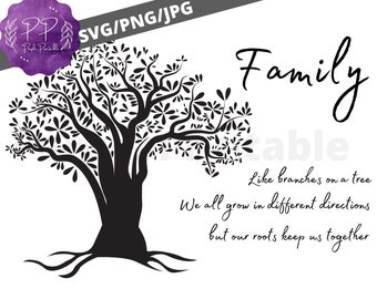 Family Tree Svg, Png, Our Roots SVG, Family Tree Our Roots Remain As One, Home, Family svg, Wall Decor, Digital File, Cricut, Stencil