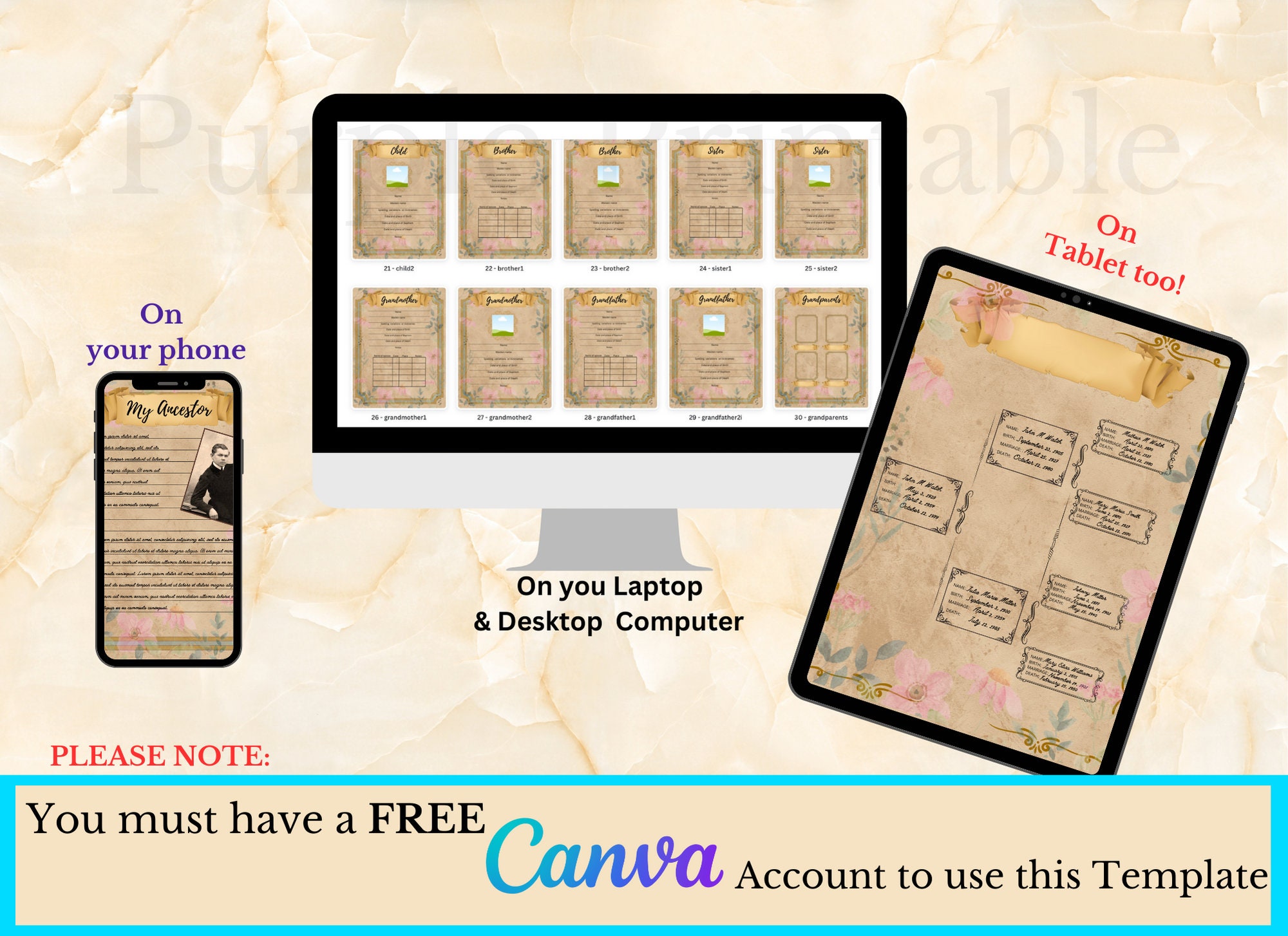 Family History/ancestry Book Template/family Tree Customizable ...