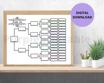 Family Tree Chart. Pedigree Chart. Genealogy Template. Ancestral Chart. 