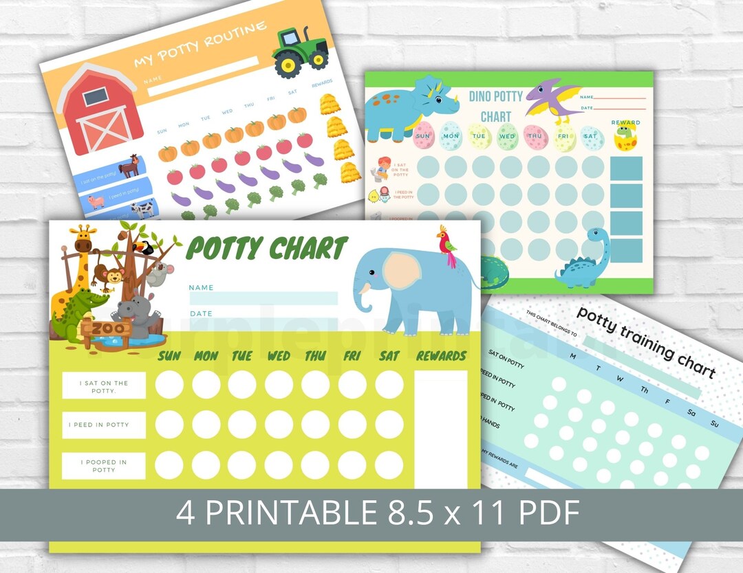 Potty Training Charts Weekly Potty Charts Reward Chart Etsy
