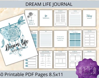 Dream life workbook, journal Manifestation Journal, Wellness, Mindfulness, Monthly Goal Tracker Planner,mindset printable pdf
