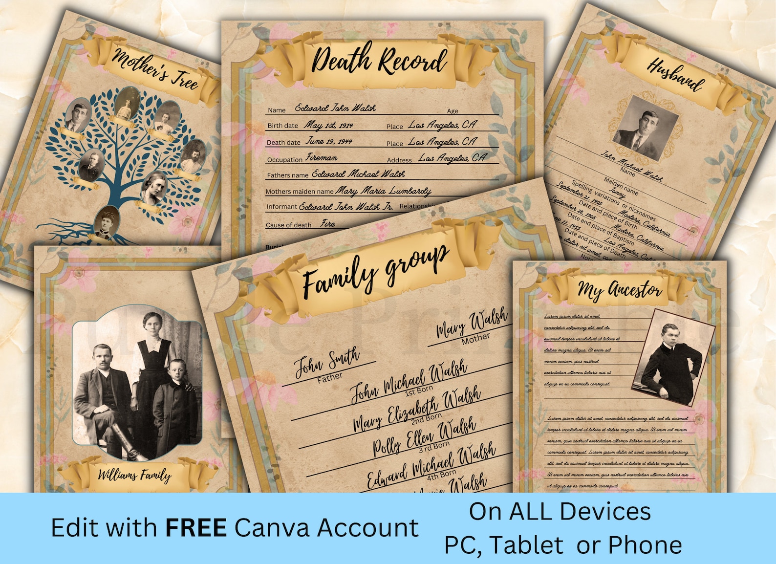 Family History/ancestry Book Template/family Tree Customizable