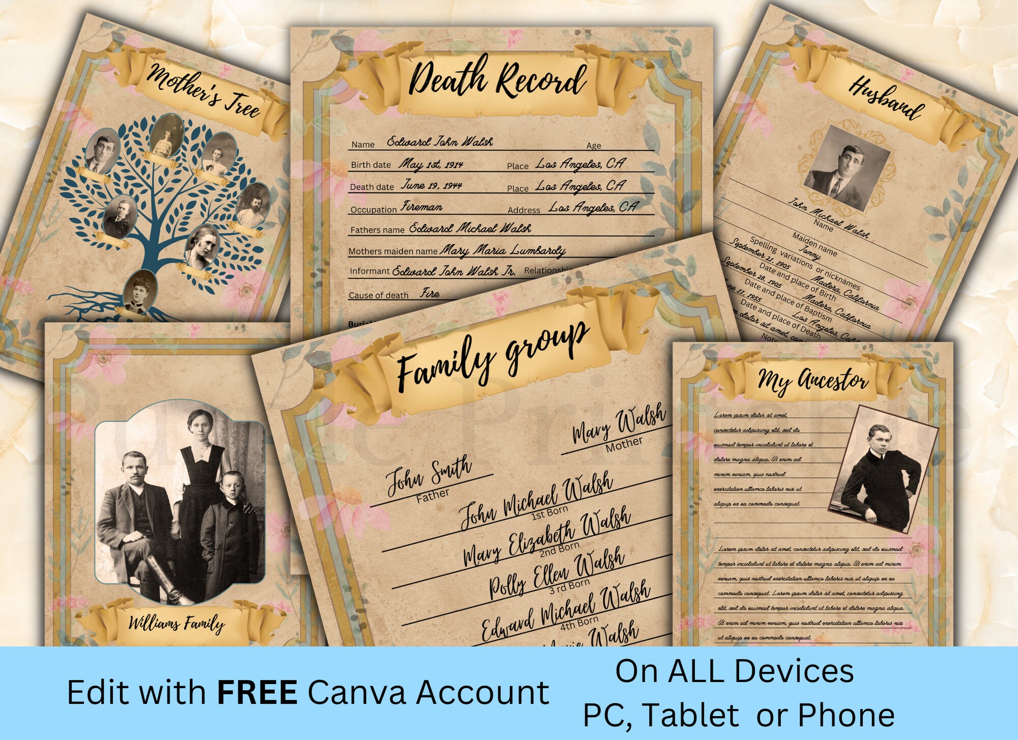 Family History/ancestry Book Template/family Tree Customizable
