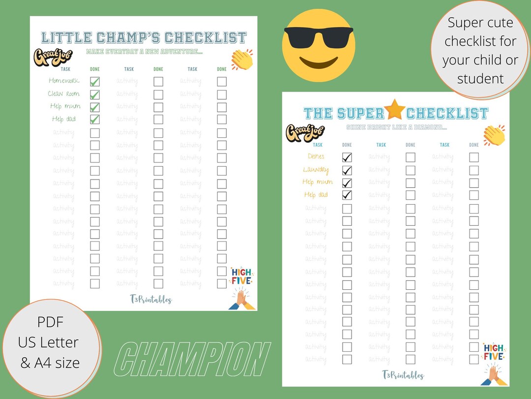 Printable School Chart/kids Home School Checklist/a4 and US Letter/home ...