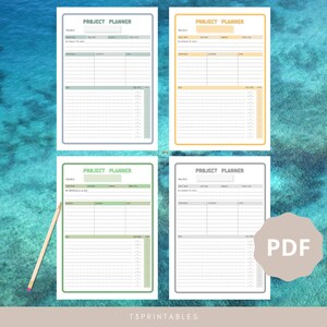 Project Planner | Project tracker | Work plan | 1 page | 4 colours | A4