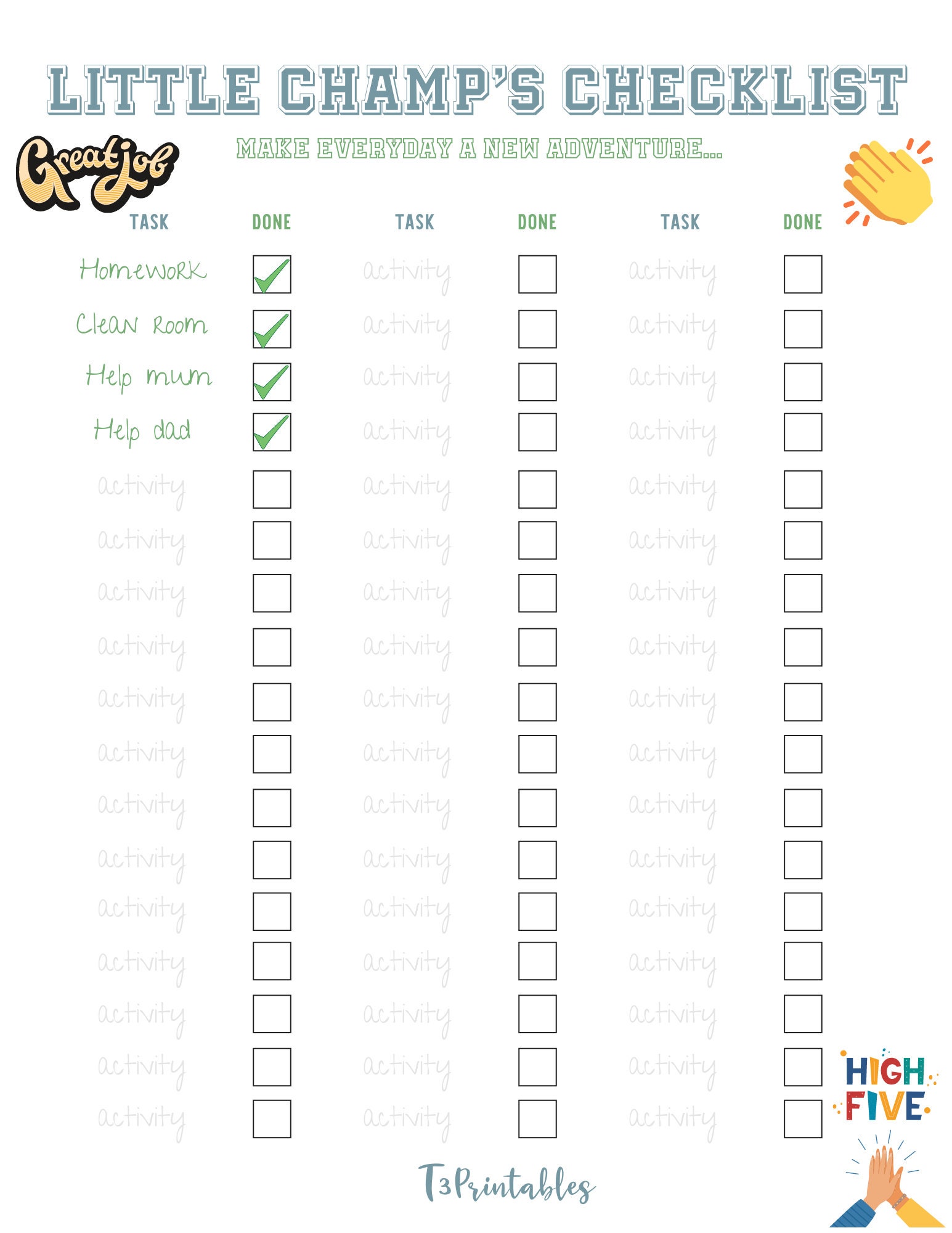 Printable School Chart/kids Home School Checklist/a4 and US Letter/home ...