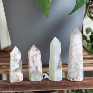 Flower agate towers, green flower agate, flower agate druzy, agate, crystal towers, metaphysical, healing crystals