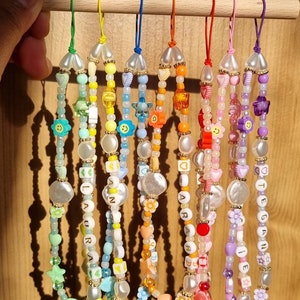 Custom Beaded Phone Charm Strap: Colorful Letter Beads, Handmade Accessory