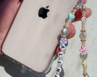 Personalised Phone Charm | Beaded Charm | Pearl Beads | Handmade | Phone Strap | Cute Phone Accessories