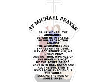 St. Michael the Archangel Prayer Sticker – Catholic Protection Vinyl – Spiritual Warfare Saint Sticker