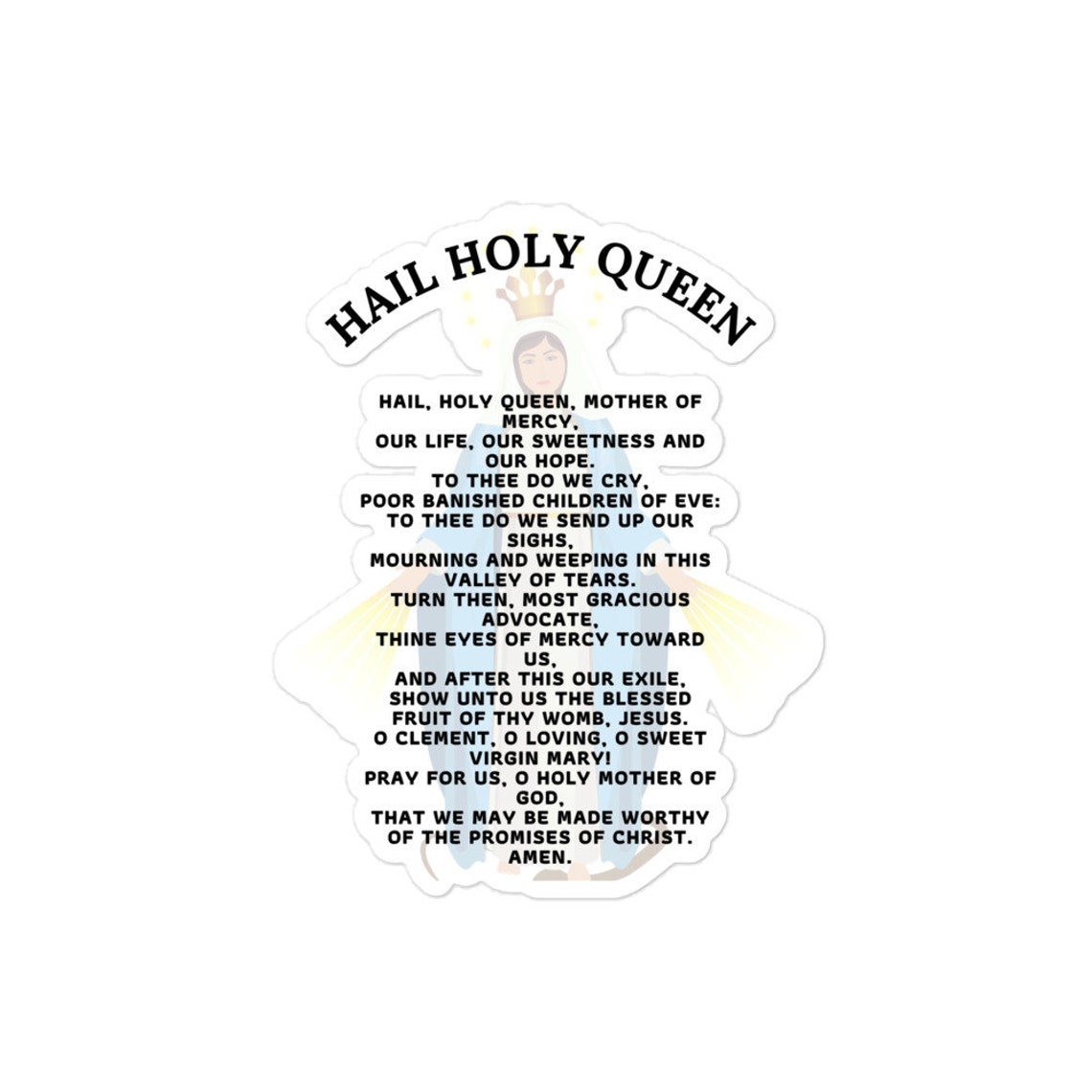 Hail Holy Queen Prayer Sticker - Etsy