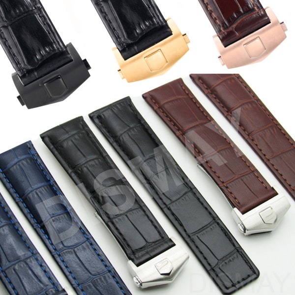 Leather Watch Band Strap Fits For Baume & Mercier, Classima, Clifton, Capeland 10451, For Baume et Mercier, Black, Brown, Blue 19,20,22mm