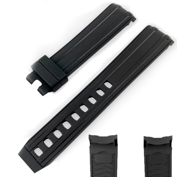 Rubber Strap Fits For OMEGA CVZ015753, 20mm Curved Black Rubber Silicone Strap for 41mm Omega Seamaster PRO CVZ015753 2541.80 Gen 1
