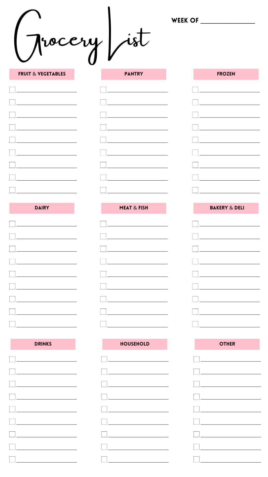 Instant Download Printable Grocery Store List - Etsy