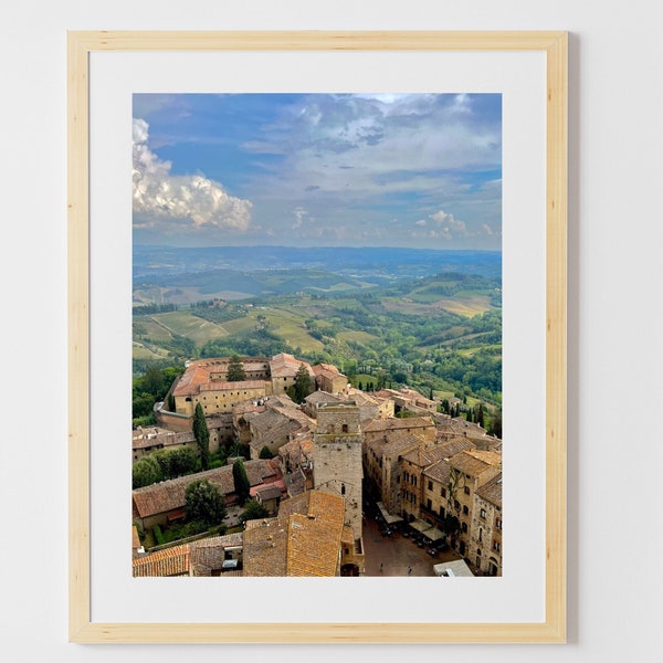 Tuscany Landscape Photography Print, Italian Countryside Wall Art Decor, Rustic Tuscan Picture, Travel Home Decor, San Gimignano Italy
