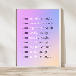Affirmations Gradient Wall Art: Self Love Print (Digital Download)