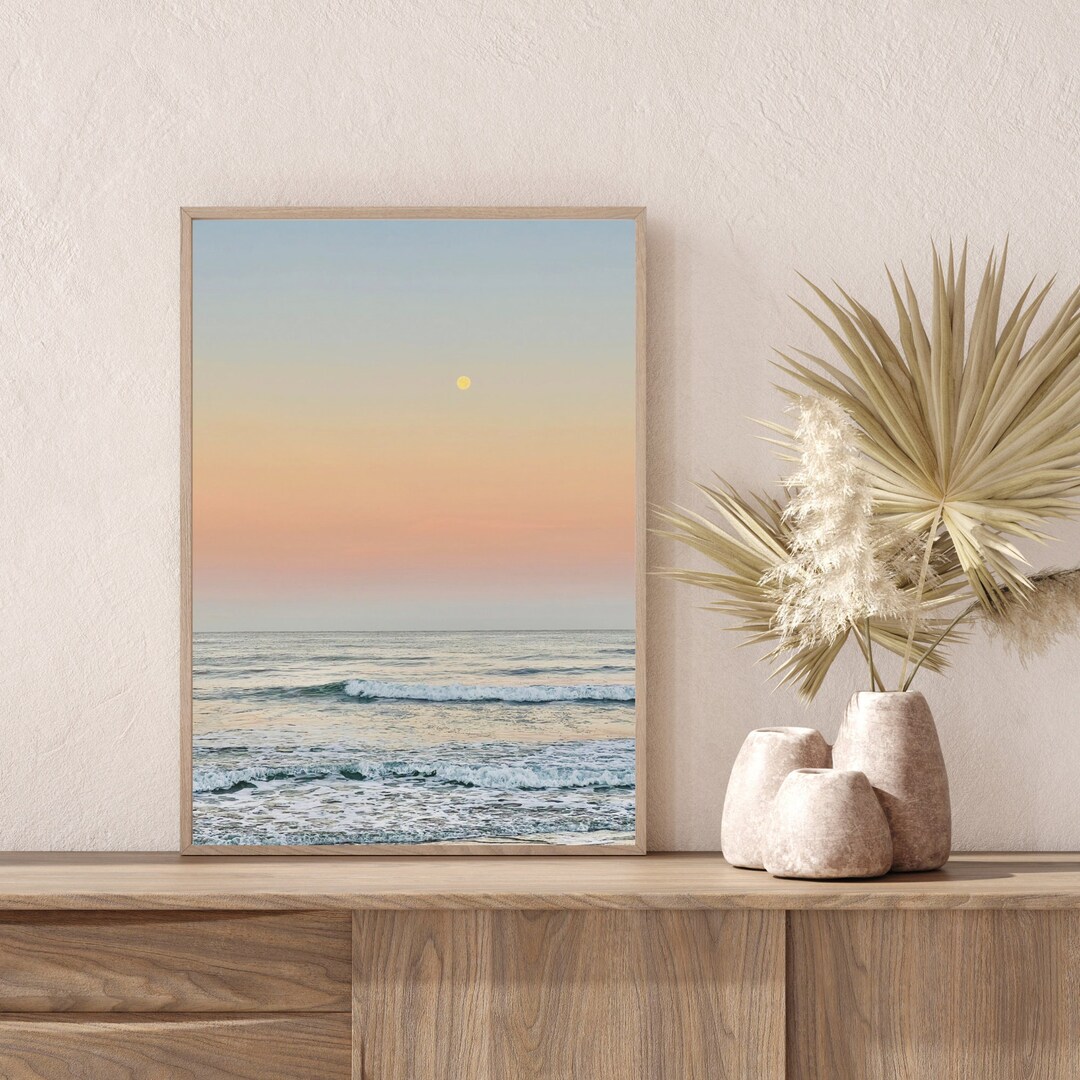 Beruhigender Ozean Druck, Ozean Wandkunst, große Wandkunst, Strand ...
