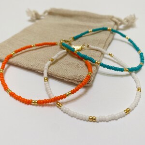 Danity Beaded Bracelets, 14k Gold Plated, Surfer Jewelry, Gifts for Her, Layered Bracelets