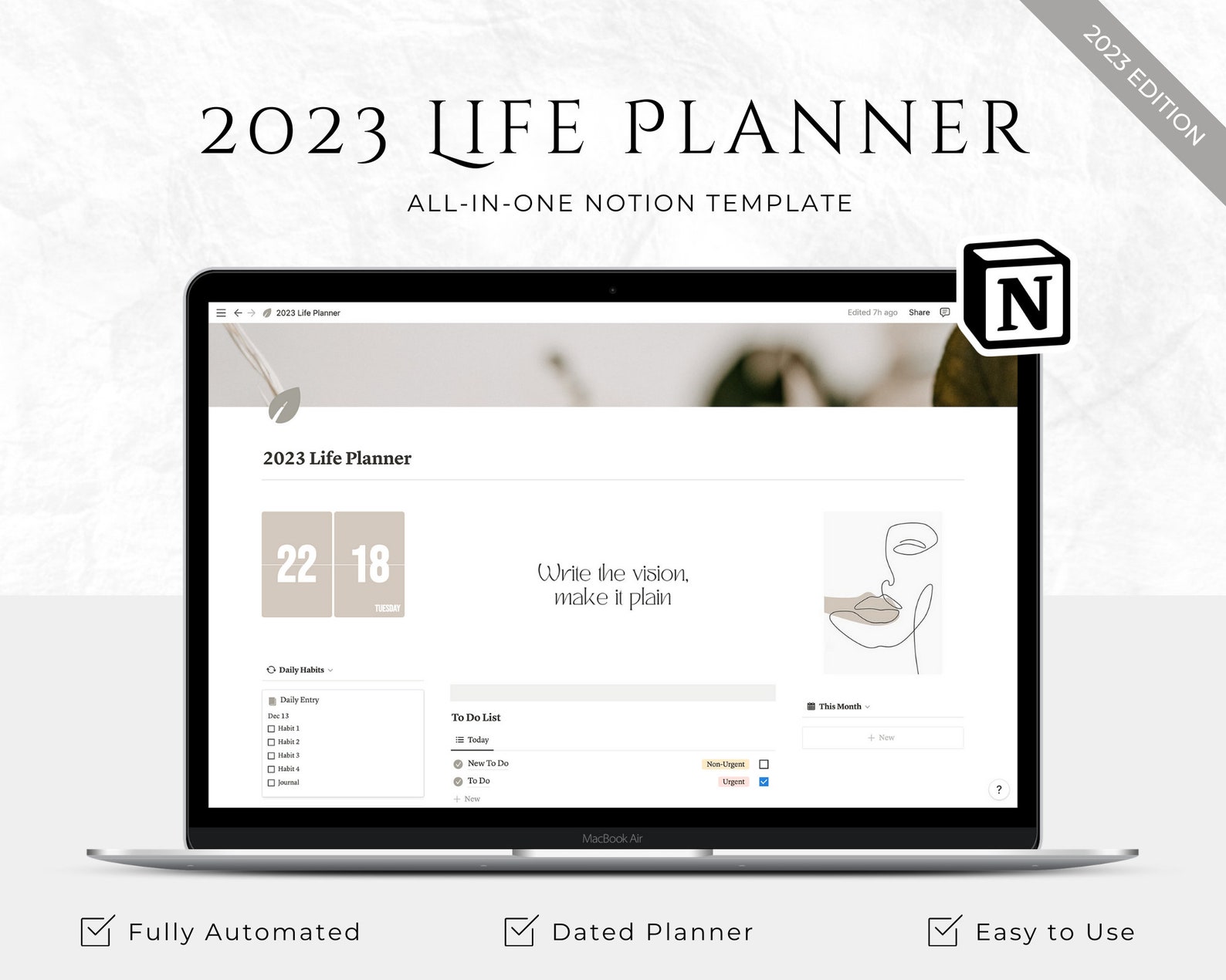 The NEW 2023 Life Planner is here to help you stay organised with your daily life. It is a simple and effective life planner.