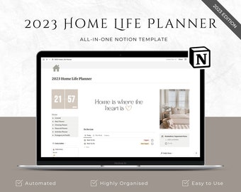 Digital Home Life Planner 2023 | Household Planner | Home Management System | Life Organiser | Cleaning Planner | Notion Template