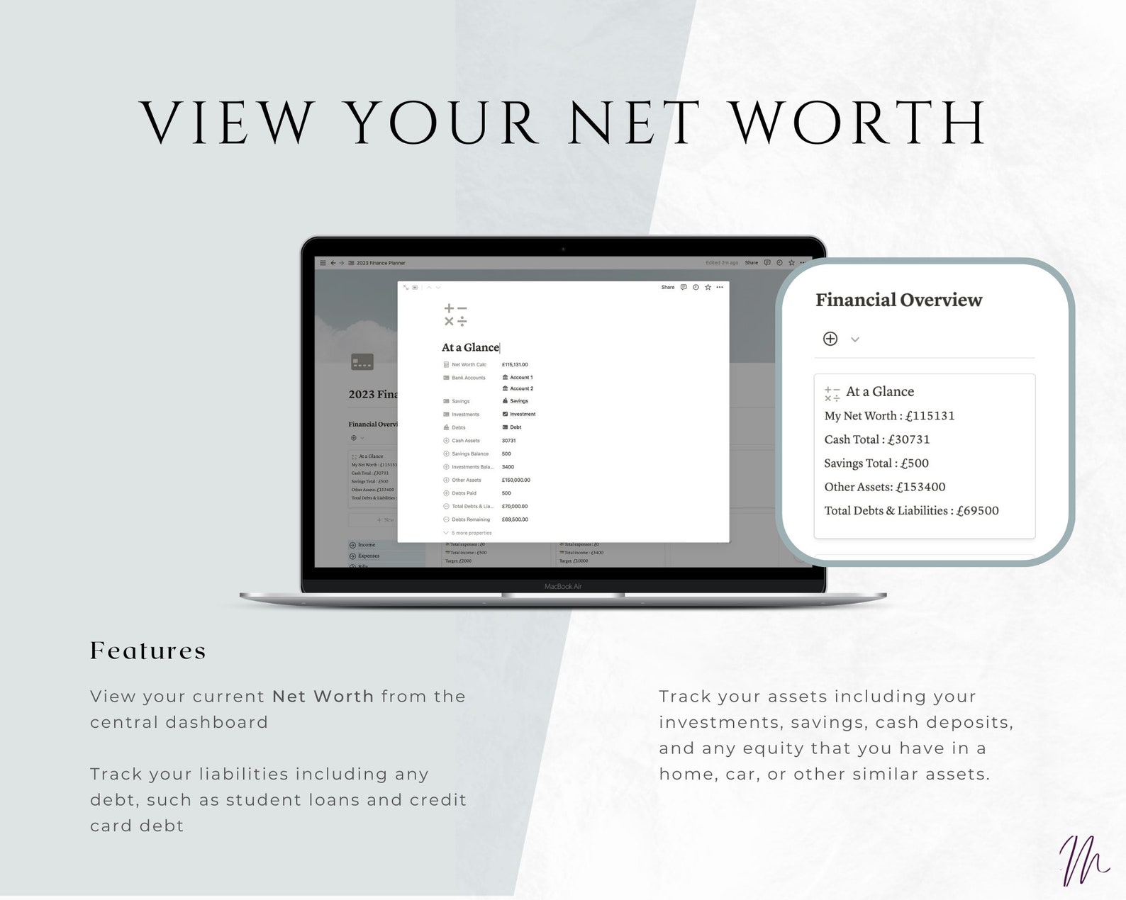 Notion Digital Finance Planner Template 2023 | Monthly Budget | Income ...