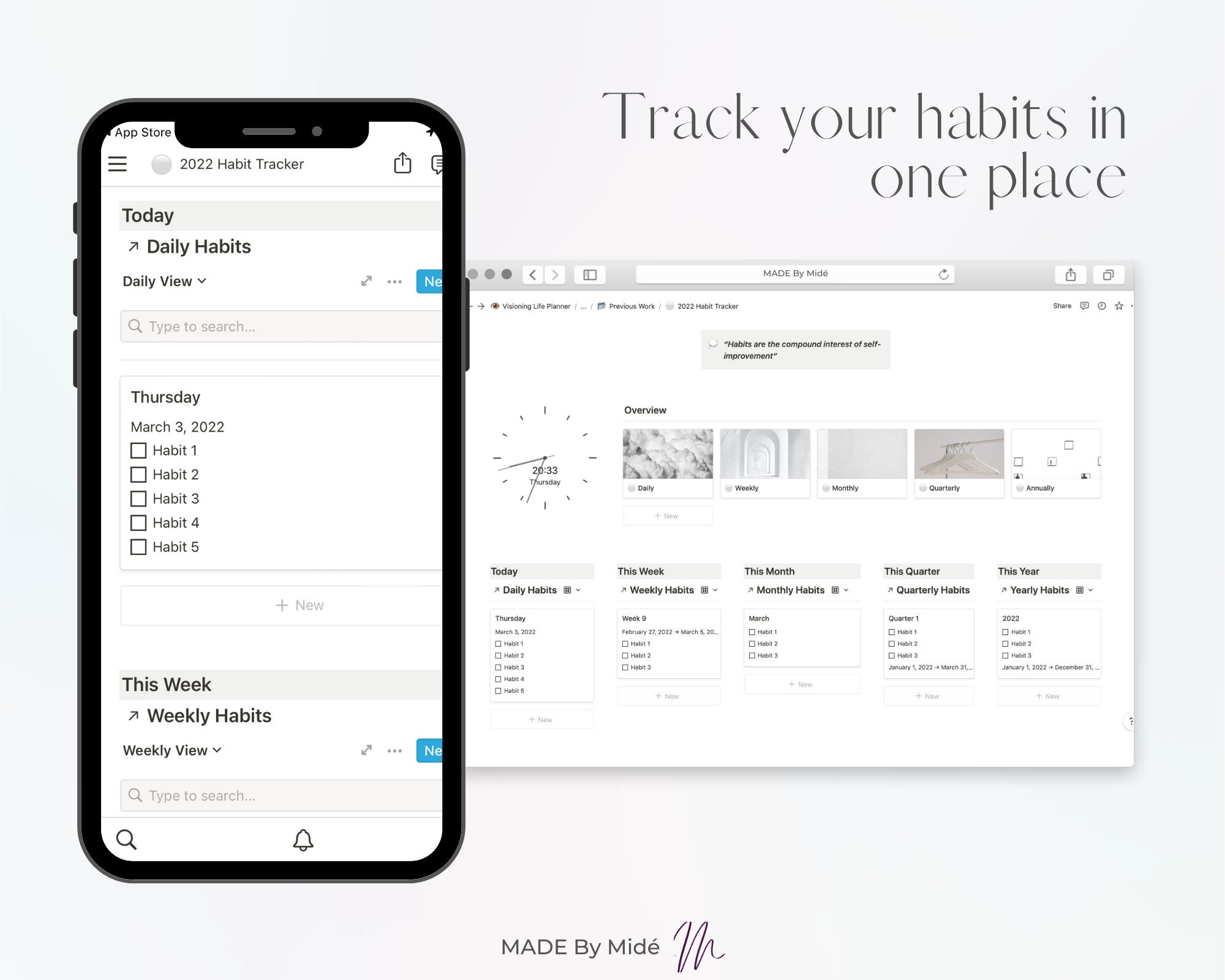 Digital Habit Tracker | Notion Template | Daily Weekly Monthly Habit ...