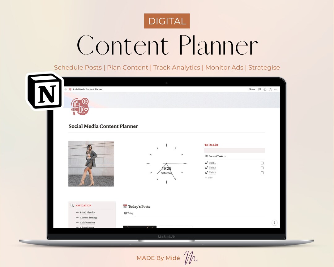 Content Planner Notion Digital Social Media Planner Content Creation