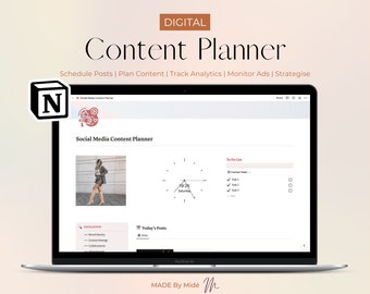 Content Planner Notion | Digital Social Media Planner | Content Creation | Digital Planner | Notion Template | Content Creator Planner