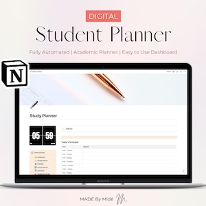Notion Template Student Planner | Academic Planner School Planner for Notion | College Notion Template| Assignment Tracker| Digital Planner