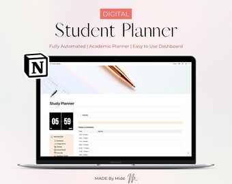 Notion Template Student Planner | Academic Planner School Planner for Notion | College Notion Template| Assignment Tracker| Digital Planner
