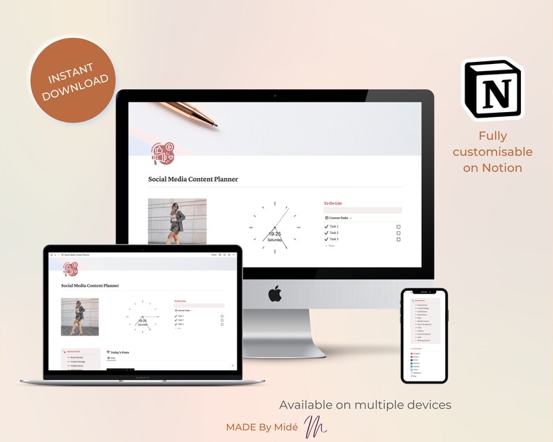 Content Planner Notion Digital Social Media Planner - Etsy