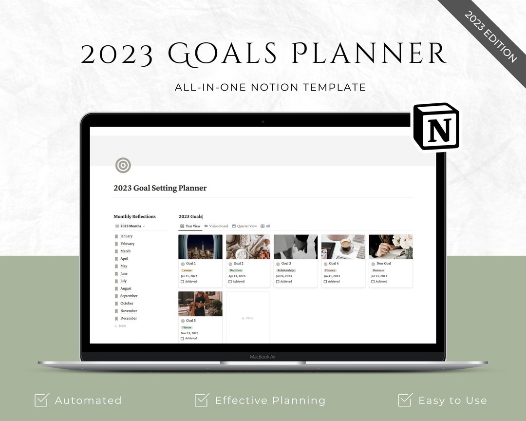 Digital Goal Planner Goal Setting Template Notion Goal Template 2023