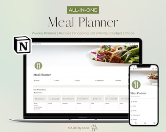 Meal Planner Notion Template | Ultimate Meal Planner | Notion Template | Meal Prep | Meal Plan | Weekly Meal Planner | Recipe Planner
