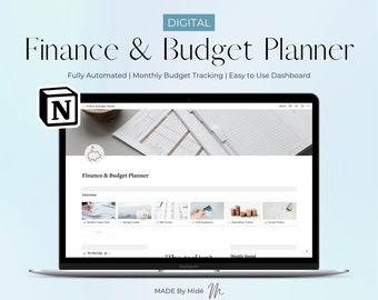 Notion Digital Budget & Finance Planner Template | Monthly Budget | Income Tracker | Bills Tracker | Expense Tracker | Savings Tracker