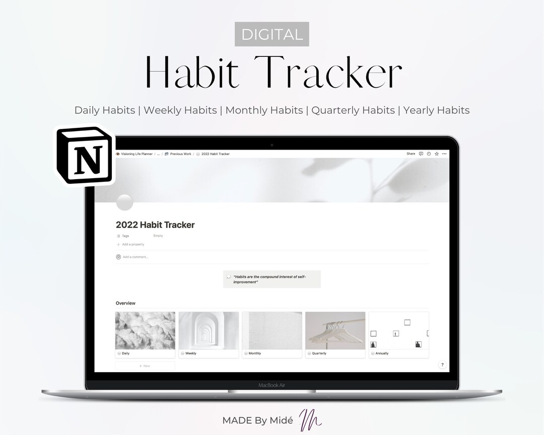 Digital Habit Tracker | Notion Template | Daily Weekly Monthly Habit ...